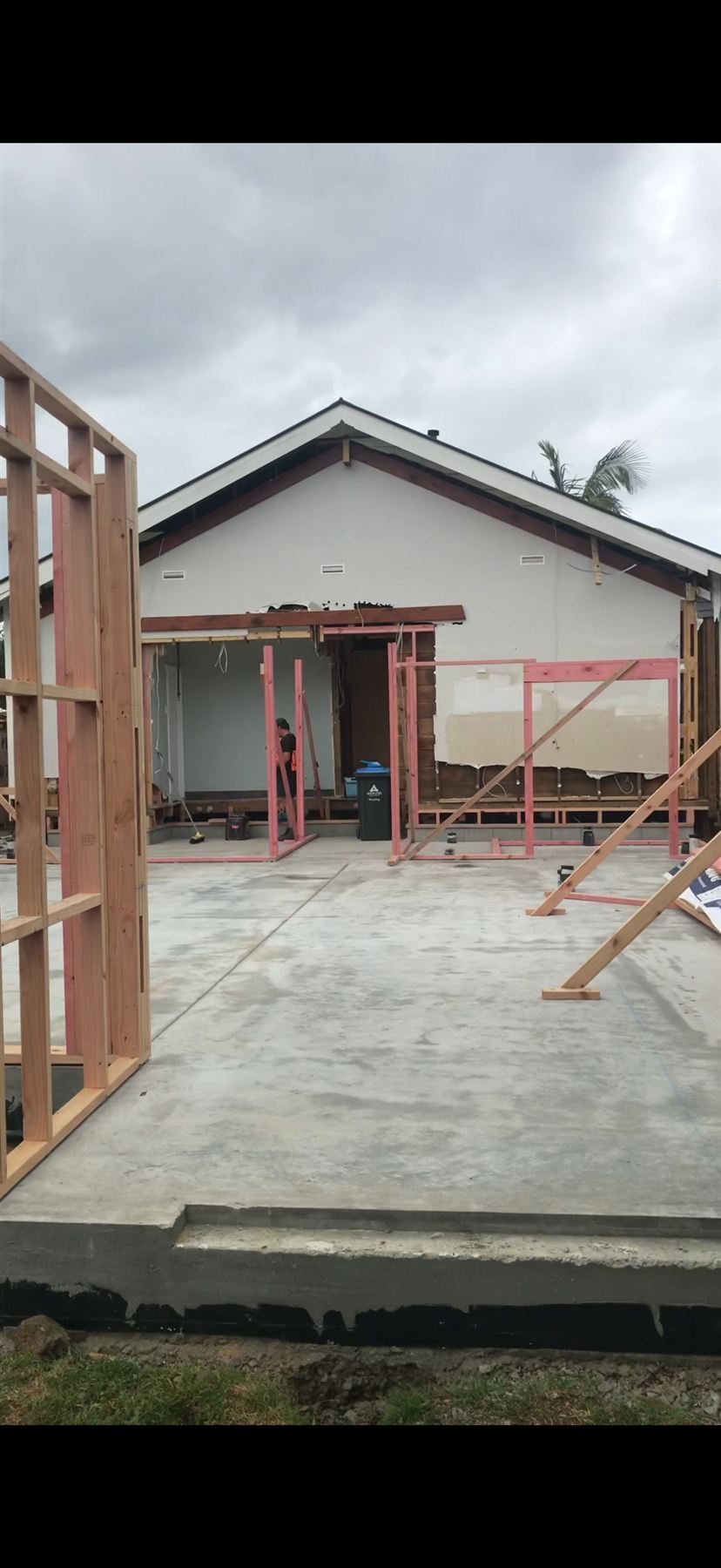 New extension framing tied into an existing Auckland home